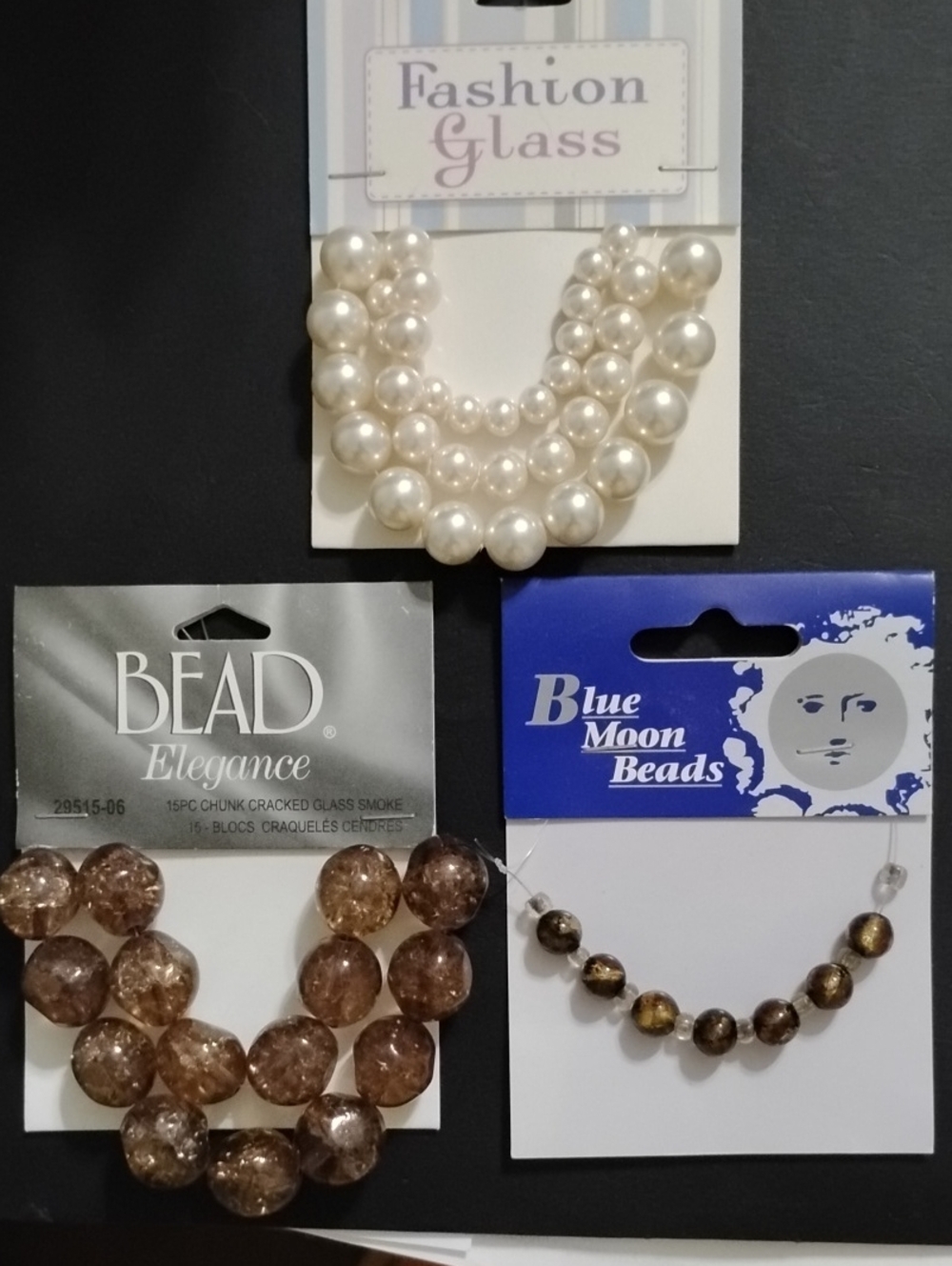 Glass Pearls, Gold Foil Beads, Cracked Glass Beads New